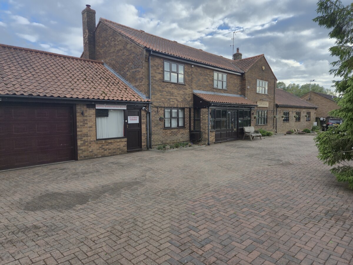 Exterior view of the building from the driveway